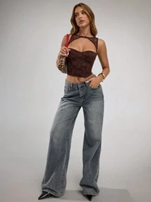 SHEIN BAE 音乐节假期黑色可拆卸紧身胸衣上衣、音乐会服装