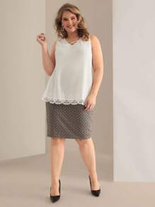 EMERY ROSE Plus Size Casual & Simple Design Everyday Skirt,Spring/Summer - Multicolor - View 7