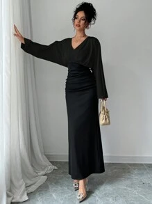 Firerie Váy dài thường ngày cho nữ, tối giản và thời trang để mặc hàng ngày - màu đen - Xem 6