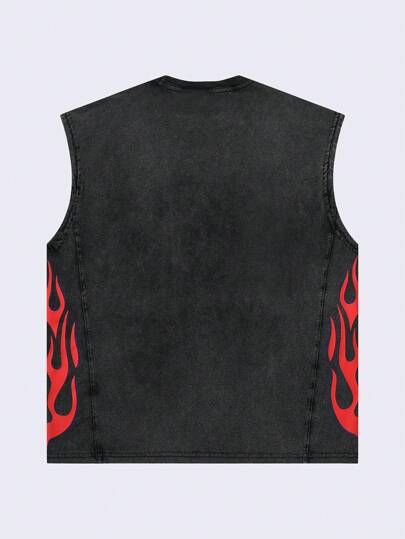 Street Life Camiseta de tirantes holgada y ajustada con efecto desgastado y lavado para hombres
