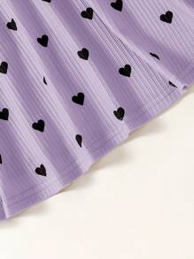 SHEIN Leap Crew 3pcs/Set Young Girl Solid Color Cap Sleeve Bodycon Casual Dress Set - Purple - View 4