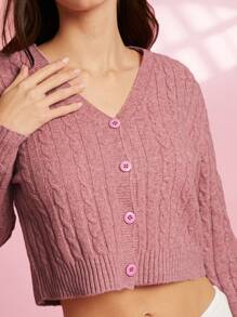 WESTFADE Cardigan moulant à manches longues de style western pour cowgirl, tricoté en câble de printemps avec un mélange de points
