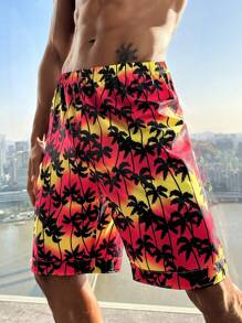 Manfinity ChillVibe Men's Plant Print Front Tie Pajama Bottoms, Simple Casual Loungewear - Multicolor - View 5