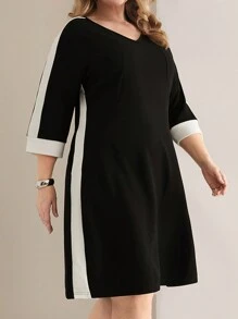 EMERY ROSE Abito nero casual e minimale di tutti i giorni, taglie comode - Bianco e nero - Visualizzare 3