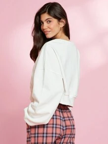 WESTFADE Coquette Cowgirl Social Club Cowboy Boot Graphic Crewneck Cropped Sweatshirt Cowgirl - White - View 4