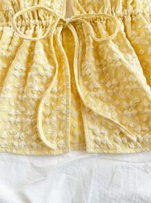 Soleia Women's Summer Casual Halter V-Neck Tie-Wrap Backless Textured Fabric Tank Top For Holiday, Date, Valentine's Day, Afternoon Tea