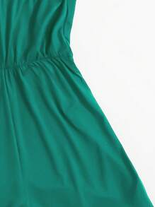 SHEIN VCAY Bộ đồ liền thân đơn giản thời trang thường ngày cỡ lớn - Màu xanh ngọc - Xem 5