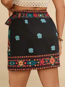Travachic Falda holgada de cintura alta con estampado tropical, vestimenta casual de playa para mujer de talla grande