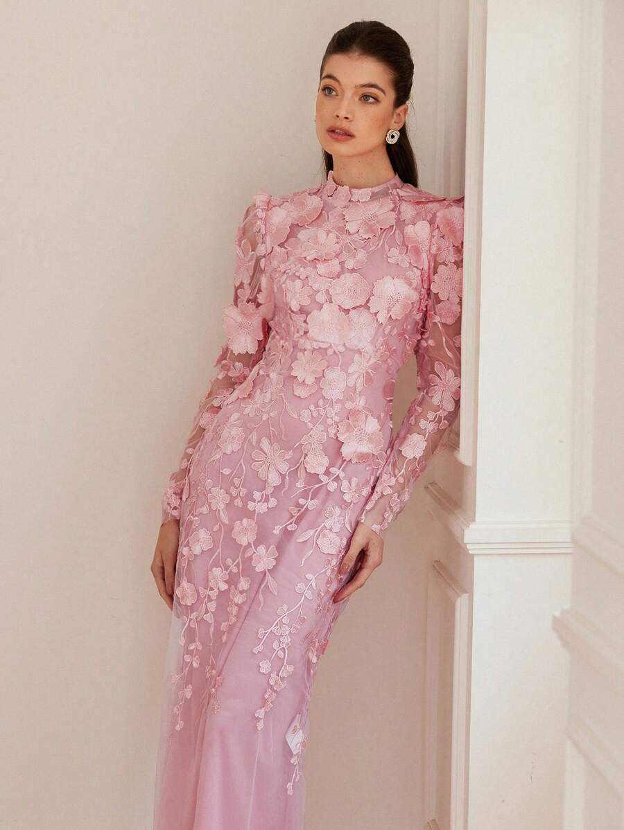Aveloria Rosie Váy đuôi cá thêu họa tiết lãng mạn kiểu Ý, trang phục mùa xuân cho quý cô dự tiệc ngày lễ tình nhân - Hồng - Xem 1