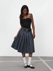 SHEIN Unity Comfortable Casual Ruffled Bow Bandeau Top - Black - View 6