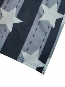 SHEIN Manfinity Dauomo 男式休闲撞色条纹和星星印花运动裤 - 彩色 - 查看 5