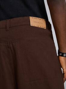 NEON BLANC Men's Street Style Embroidery Loose Woven Pants, School, Streetwear Fashion - Brown - View 6