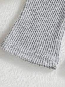 Souflis Souflis Toddler/Baby Girls Solid Color Patchwork Bow Decor Casual Top And Pants Set - Grey - View 5