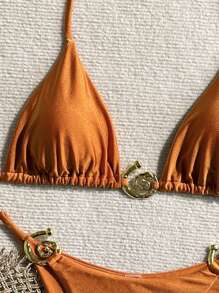 Swim Chiccia 女士纯色时尚性感比基尼套装夏季 - 鏽棕色 - 查看 3