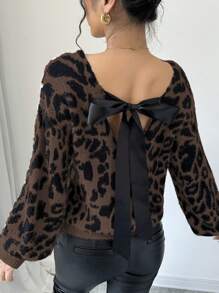 Chiquease Leopard Print Casual & Fashionable Pullover Sweater, Daily Wear Knit Pullover Fall Winter Sweater - Multicolor - View 2