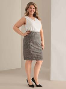 EMERY ROSE Plus Size Casual & Simple Design Everyday Skirt,Spring/Summer - Multicolor - View 2