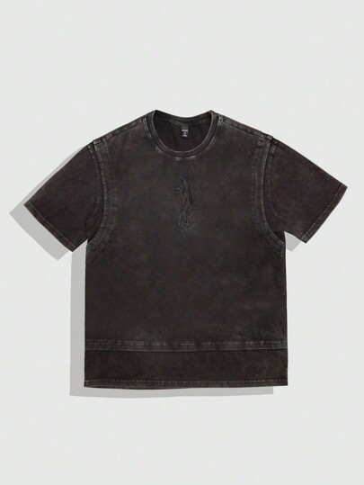 Grunge Punk Camiseta de manga corta de cuello redondo casual versátil para hombres