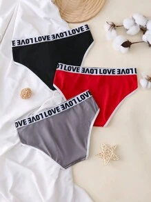 3pcs Sports Casual Letter Elastic Waistband Underwear For Teen Girls - Multicolor - View 2