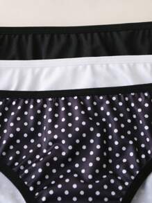 Set de 3 piezas de ropa interior informal y linda con estampado de lunares para adolescentes - Multicolor - Ver 3