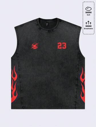 Street Life Camiseta de tirantes holgada y ajustada con efecto desgastado y lavado para hombres