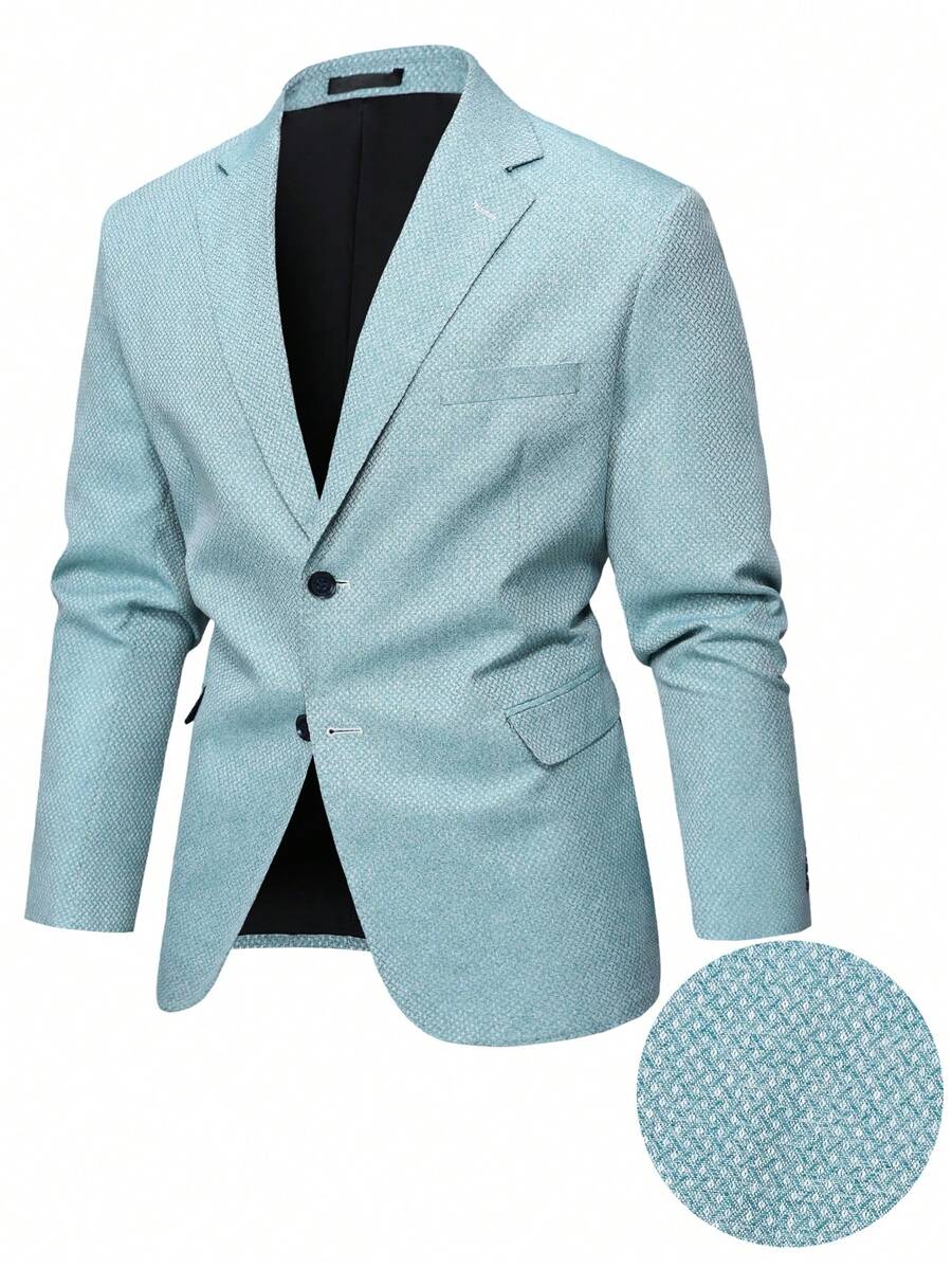 Manfinity Mode Plus Size Men Casual/Work Wear Suit Jacket - Baby Blue - View 1