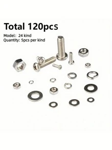 SHEIN 120 Stücke/320 Stücke hochwertiges Sortiment mit Edelstahl-Schrauben und -Muttern - korrosionsbeständig, Schnappnüsse, Größen von M2 bis M5 - ideal für Do-It-Yourself, Reparaturen und Industrieanwendungen