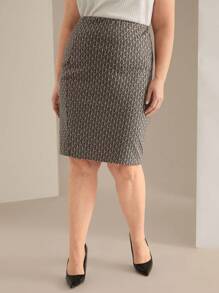 EMERY ROSE Plus Size Casual & Simple Design Everyday Skirt,Spring/Summer - Multicolor - View 6