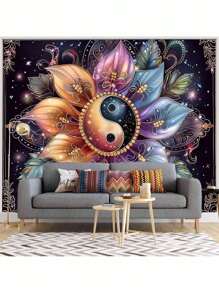 1pc Mandala Taijitu Pattern Tapestry, Wall Hanging For Room Decoration, Home Decor,Fall Decor,Autumn Decor,Room Decor