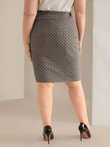 EMERY ROSE Plus Size Casual & Simple Design Everyday Skirt,Spring/Summer - Multicolor - View 3
