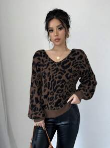 Chiquease Leopard Print Casual & Fashionable Pullover Sweater, Daily Wear Knit Pullover Fall Winter Sweater - Multicolor - View 8
