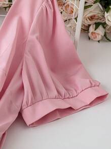 Celure Vintage Square Neckline Shirred Pleated Minimalist Elegant Dress