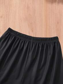 Tween Girls Cartoon Character Printed Short Sleeve Top And Shorts 2Pcs Set - Black - View 5