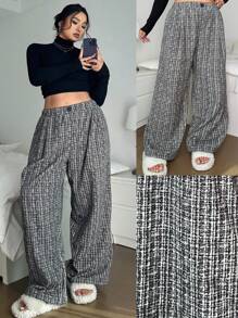 Flirla Plus Size Women's Plaid Loose Casual Pants, Spring/Summer Fall Cloth For Women - Multicolor - View 1