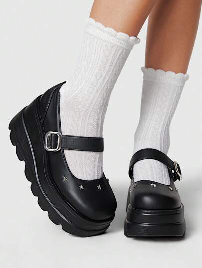 Grunge Punk Mocassini donna stile punk con suola platform chunky e slip-on