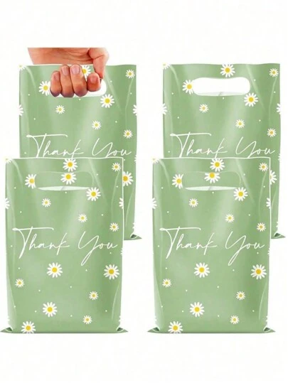 SHEIN 10/20/50 件，感谢礼品袋，春夏雏菊花卉礼品袋散装，生日派对装饰和用品派对礼品，圣诞派对装饰圣诞礼物万圣节派对装饰
