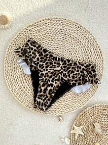Summer New Leopard Print Ruffle Hem Sexy Women Bikini Bottom - Multicolor - View 3