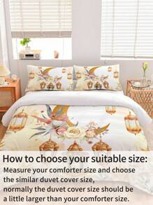 3 pièces Ensemble de housse de couette avec lanterne fleur et lune, comprend : 2 taies d'oreiller + 1 housse de couette zippée (sans insert/rembourrage), 100% polyester, doux et agréable pour la peau, convient pour la chambre, le dortoir, le camping et les vacances, toutes saisons - Multicolore - Voir 6