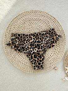 Summer New Leopard Print Ruffle Hem Sexy Women Bikini Bottom - Multicolor - View 4