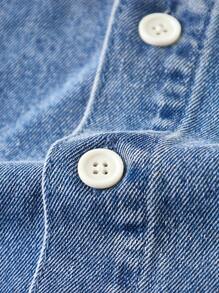 SHEIN Genkimix Kids 男童百搭休闲街头风重磅水洗牛仔连帽夹克，舒适水洗牛仔外套，百搭牛仔上衣，2025