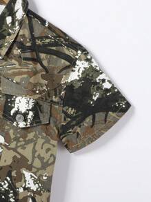 SHEIN Tween Boy Casual Retro Print Denim Set, School, Campus, College - Multicolor - View 5