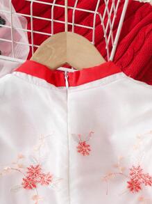 SHEIN Vestido cheongsam estilo chino bordado para niña, vestido largo retro chino, adecuado para uso diario, baile de graduación, fiesta, actuación, primavera/verano