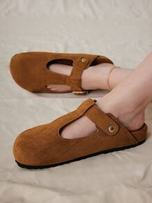 Solecia Women's Fashion Buckle Design Slip-On Sandals For Daily Wear - Mocha Brown - View 1