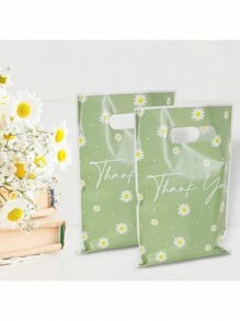 SHEIN 10/20/50 件，感谢礼品袋，春夏雏菊花卉礼品袋散装，生日派对装饰和用品派对礼品，圣诞派对装饰圣诞礼物万圣节派对装饰 - 彩色 - 查看 2