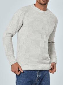 RueChic Hombres Jersey unicolor de cuello redondo