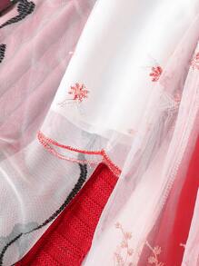 SHEIN Vestido cheongsam estilo chino bordado para niña, vestido largo retro chino, adecuado para uso diario, baile de graduación, fiesta, actuación, primavera/verano