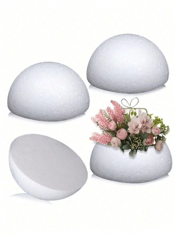 SHEIN 1 bucă jumătate de minge din spumă solidă albă, aranjament floral de bricolaj realizat manual, decorare nuntă, matriță pentru tort, decorare centru comercial, bile pentru scenă de nuntă, pictură Diy Educație timpurie Sistem solar Realizare bile semicirculare din spumă, aranjament floral bile din spumă, minge semicirculară Flori pentru drum de nuntă, aranjament floral, bile pentru nuntă, articole de nuntă
