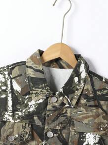 SHEIN Tween Boy Casual Retro Print Denim Set, School, Campus, College - Multicolor - View 4