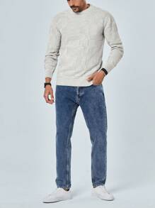 RueChic Hombres Jersey unicolor de cuello redondo