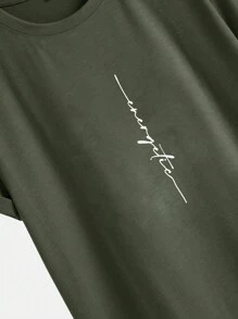 RueChic Maglietta casual da uomo a maniche corte con stampa di lettere e scollo rotondo