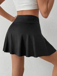 Chiquease Women'S Wrap-Waist 2-In-1 Skort With Wide Waistband - Black - View 2